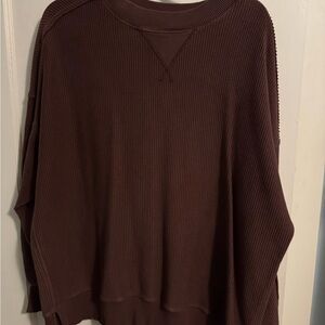 Aerie Chocolate Ribbed Knit Top